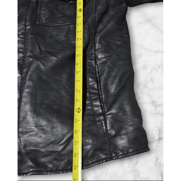 Levis Faux Leather Trucker Sherpa-Lined Jacket Black Zip Snap Button Biker Men L - Picture 6 of 16